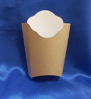 Коробка для картоплі фрі 135*125*45мм крафт-біла (50)(М) 125г