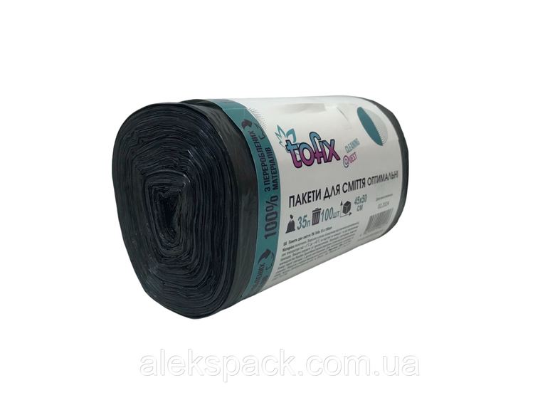 Пакеты для мусора 35л, 45*50см оптимальные Tofix (100 шт/уп)