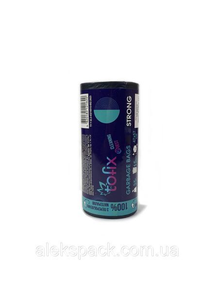 Пакети для сміття 35л/15шт, 47*57cм міцні чорні Tofix