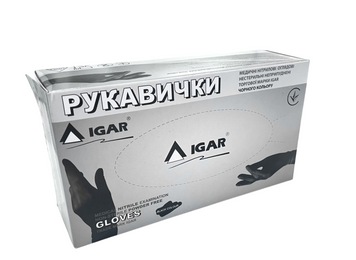 Нітрилові рукавички ІГАР чорні М 100шт 10 пак/ящ